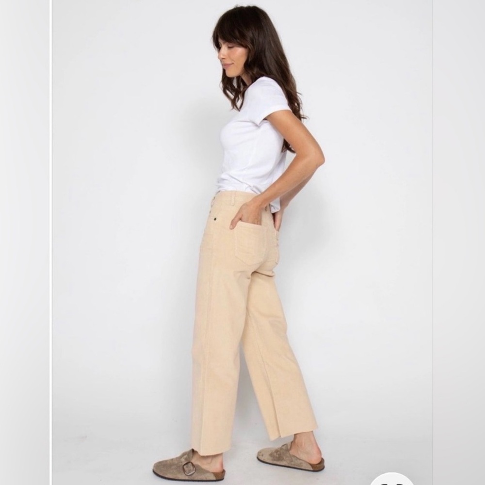 Oliver Logan Aberdeen Tan Wide Leg Crop Corduroy Pants Size 33 - Picture 6 of 13
